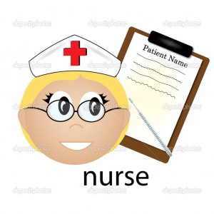 Clip Art Illustration of a Nurse Occupation Icon