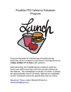 Franklin Cafeteria Volunteer Program flyer
